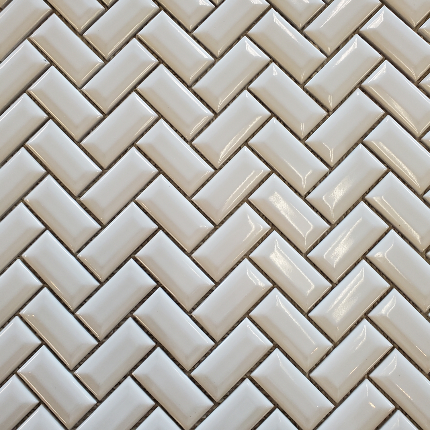 LAU Herringbone Mosaic Tile Cushion Edge White Tile for Less Utah