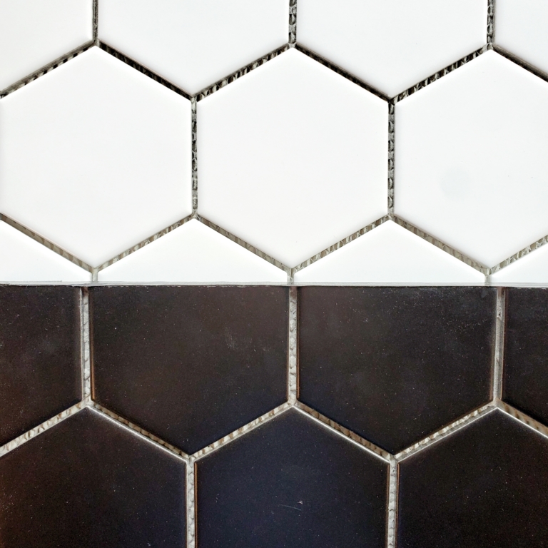 ARV 4" Solid Black Hexagon Porcelain Tile Mosaic Tile for Less Utah