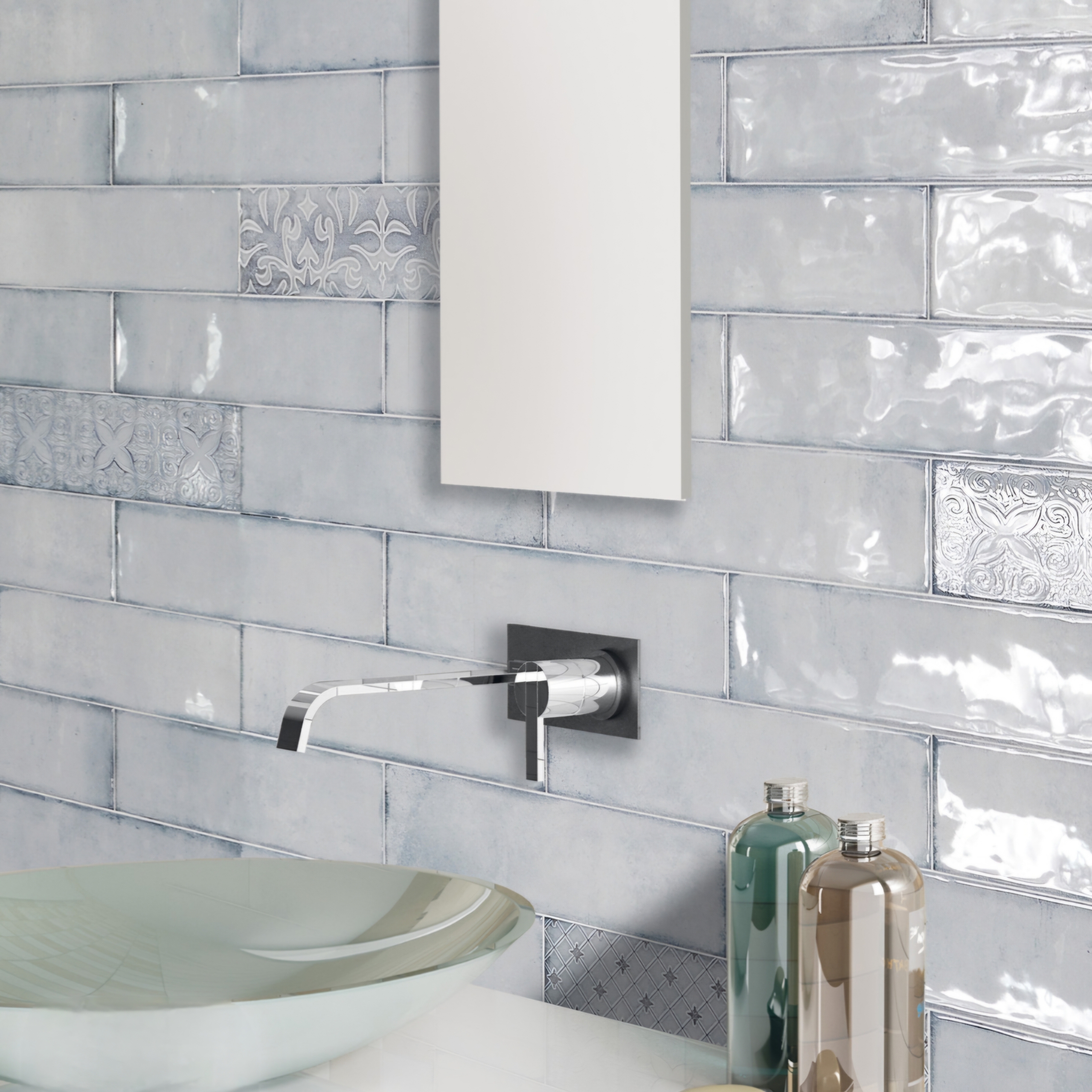 MON 3x12 Atlas Sky Glossy Subway Tile